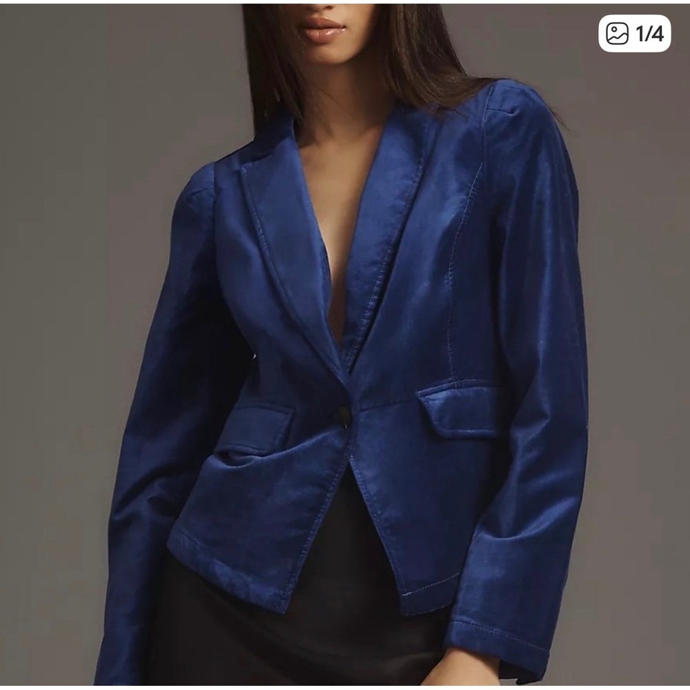 Anthropologie Violet Velvet Blazer Womens Size Medium Jewel Tone Victorian